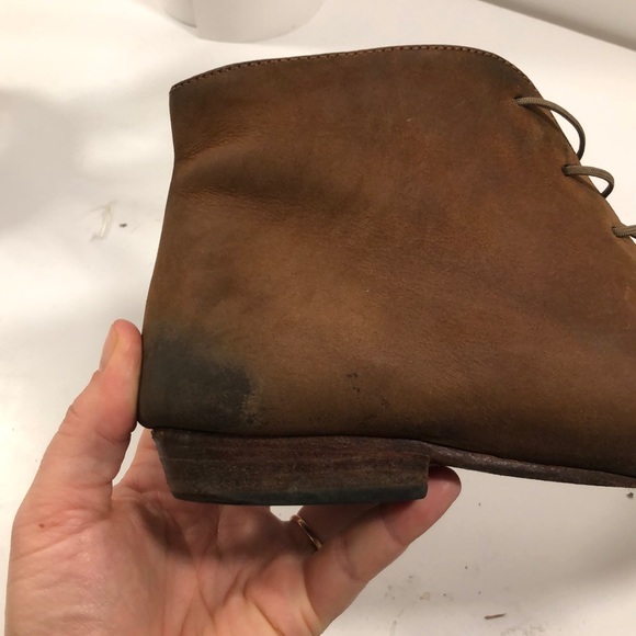 Nisolo Ladies brown suede Chukka boot wood heel - Picture 8 of 8